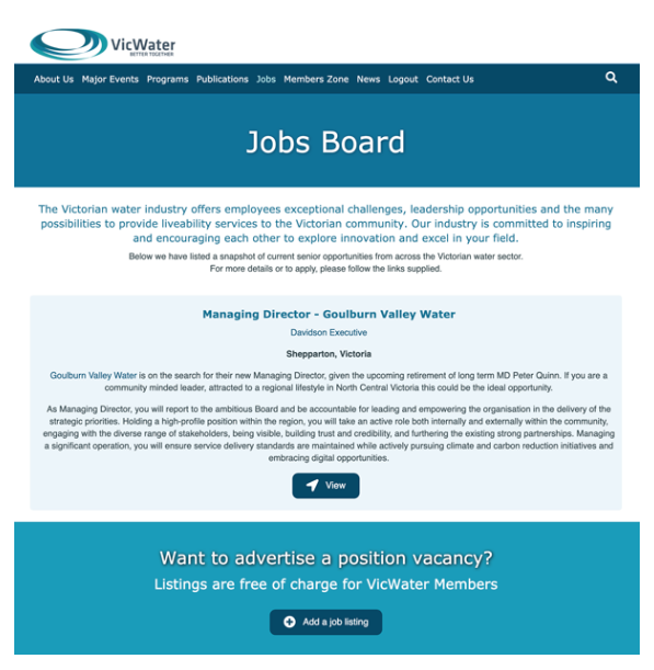 VicWater Jobs Board